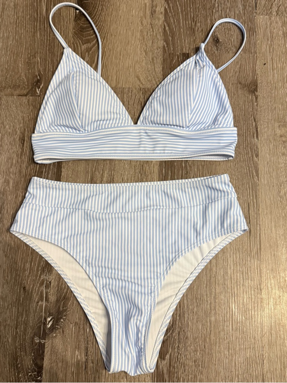 Striped Light Blue Bikini